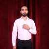 پیراهن مردانه کلاسیک صورتی راهدار پهن مچ یقه سفید